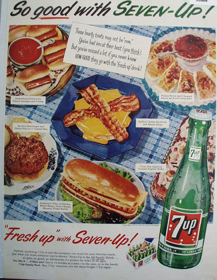 Seven Up Hearty Treats 1955 Ad
