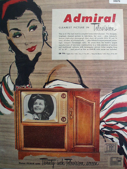 Admiral Television Clearest Picture 1951 Ad