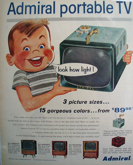 Admiral Portable TV 1956 Ad