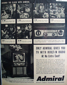 Admiral Television Around The Clock 1952 Ad