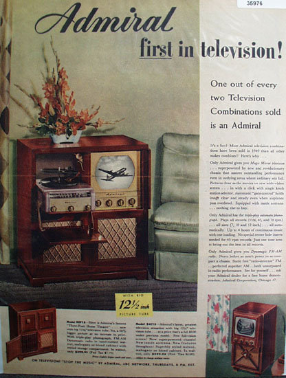 Admiral First In Television 1949 Ad
