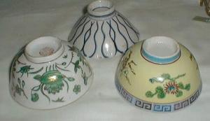 3 rice bowls,
