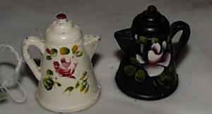Tole Salt & Pepper shakers, METAL, cork stoppers,