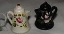 Tole Salt & Pepper shakers, METAL, cork stoppers,