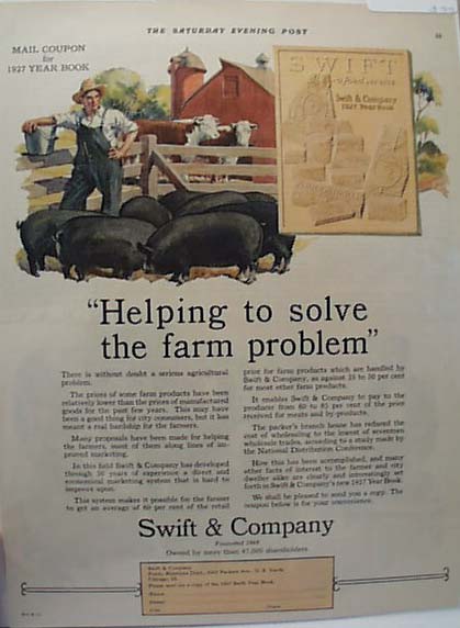 1927 Swift ad, helps farmers