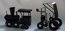 Car & train made of misc garage items