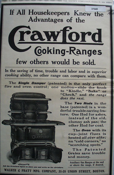 Crawford Cooking Ranges 1910 Ad