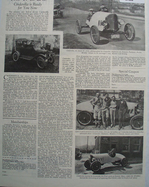 The Y.C Lab Cinderella Car 1926 Article
