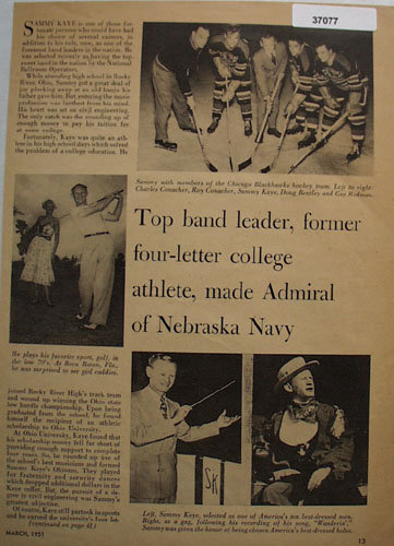 Sammy Kaye 1951 Article