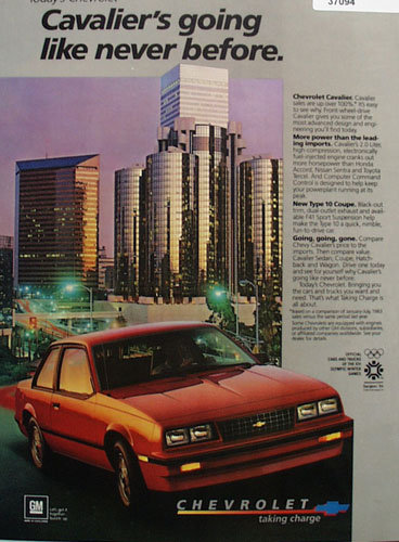 Chevrolet Cavalier Car 1983 Ad