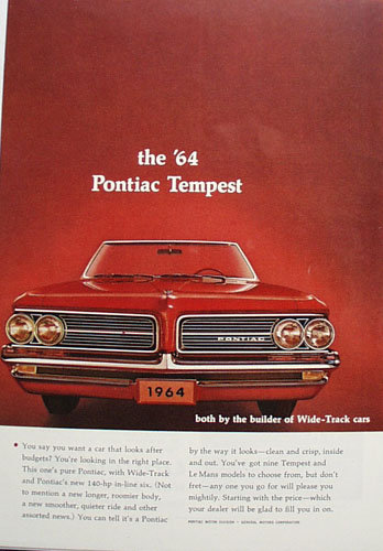 Pontiac Bonneville And Tempest Car 1963 Ad