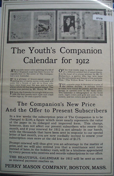 Youths Companion Calendar 1911 Ad