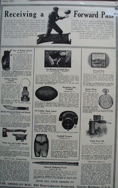 The American Boy Premiums 1923 Ad