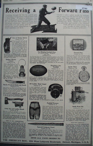 The American Boy Premiums 1923 Ad