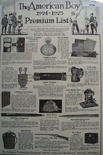 The American Boy 1924 Premium List.