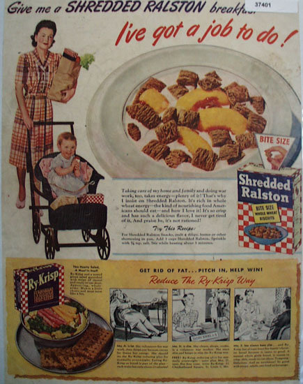 Shredded Ralston Cereal 1943 Ad