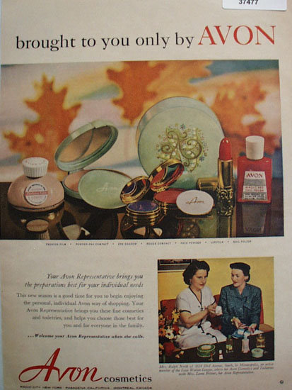 Avon Cosmetics 1953 Avon Representative Ad