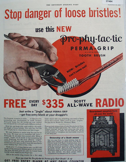 ProPhyLacTic Perma Grip Tooth Brush 1933 Ad