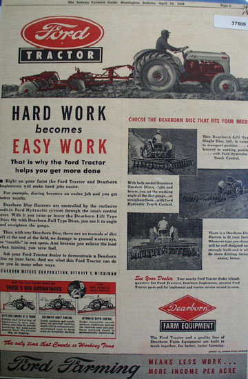 Ford Tractor Dearborn Farm Equipment 1948 Ad