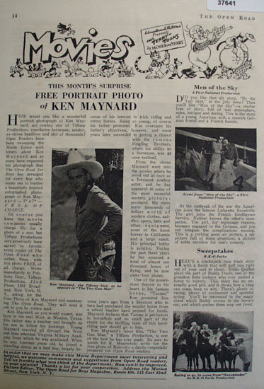 Open Road Movie Review 1931 Ad