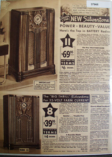 Sears New Silvertone Golden Star Radio 1935 Ad
