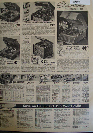 Silvertone Streamliner Portable Record Players 1938 Ad