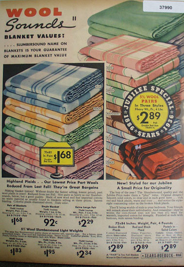 Sears Wool Sounds Blanket 1936 Ad