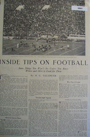 Inside Tips On football 1923 Article