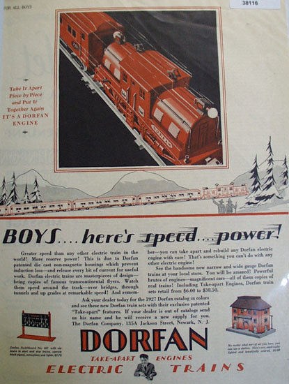 Dorfan Electric Trains 1927 Ad