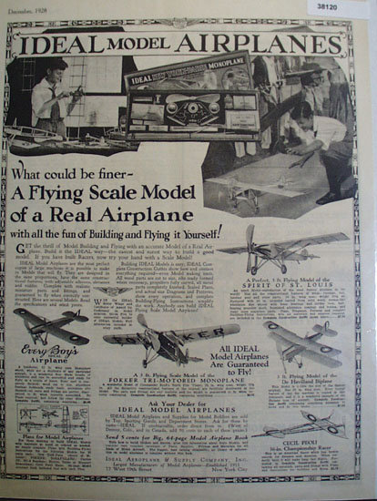 Ideal Model Airplanes 1928 Ad
