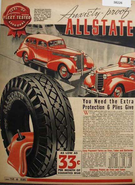 Allstate Fleet Tested Tires 1938 Ad