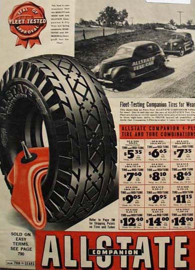 Allstate Companion Fleet Tested Tires 1938 Ad