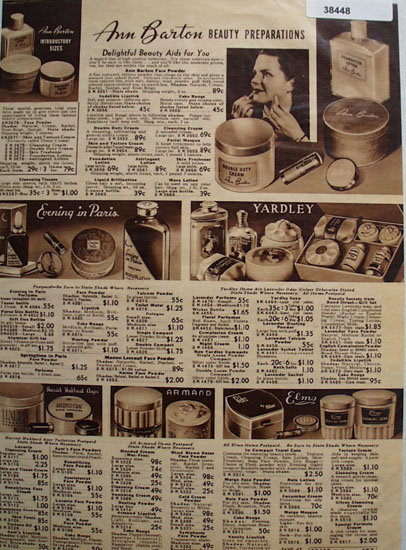 Sears Beauty Preparations 1938 Ad