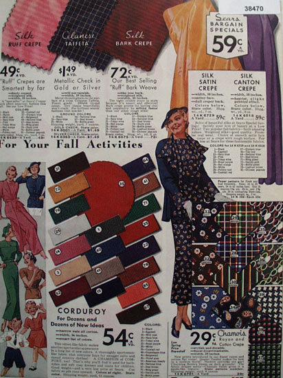 Sears Fall Fabric 1935 Ad.