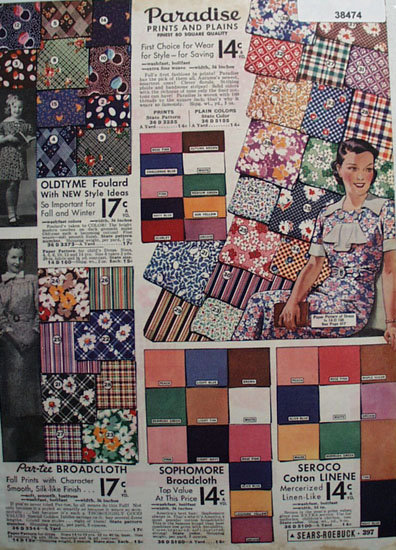 Sears Fabric in Prints and Plain 1936 Ad