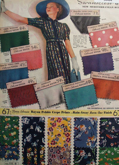 Sears Rayon Fabrics 1938 Ad