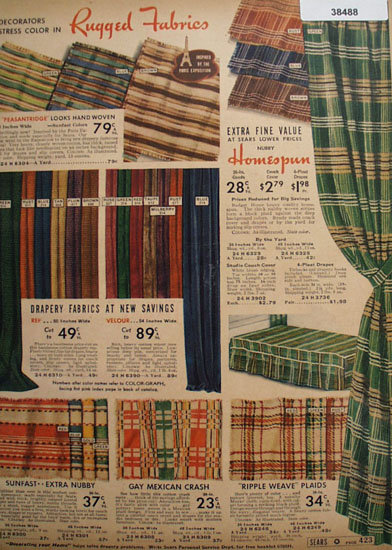 Sears Drapery And Couch Fabric 1938 Ad