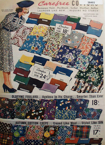 Sears Carefree Cotton Fabric 1938 Ad