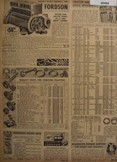 Sears Fordson Tractor Parts 1938 Ad