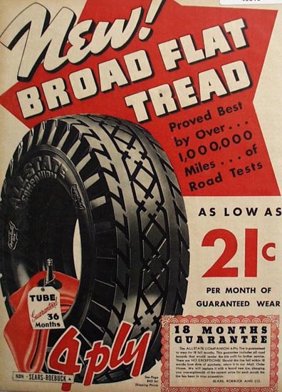Sears Allstate Companion Tire 1936 Ad