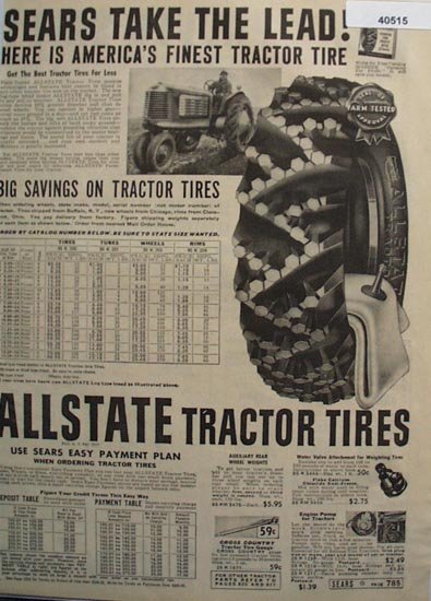 Sears Allstate Tractor Tire 1938 Ad