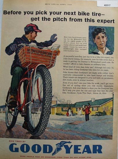 Good Year Bicycle Tire 1960 Ad