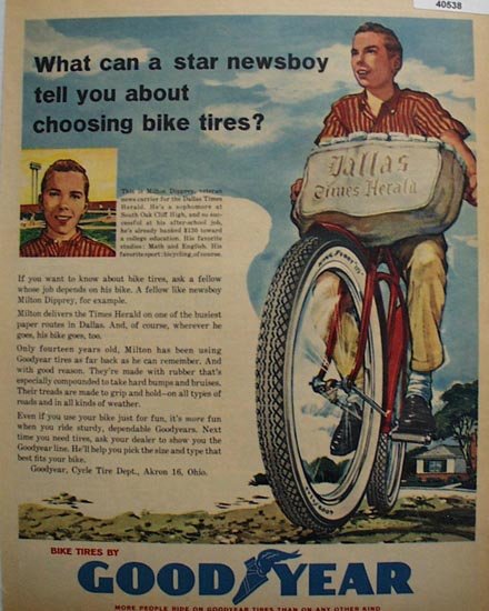 Good Year Bicycle Tires 1960 Ad
