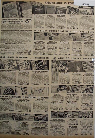 Sears Books on Health, Self Help And Jokes 1936 ad