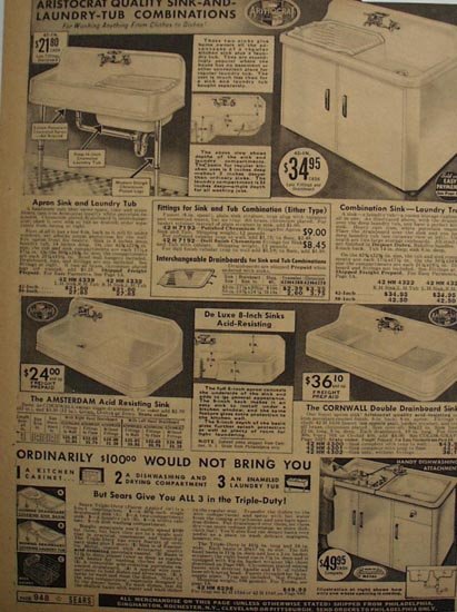 Sears Aristocrat Sink And Laundry Tub 1938 Ad