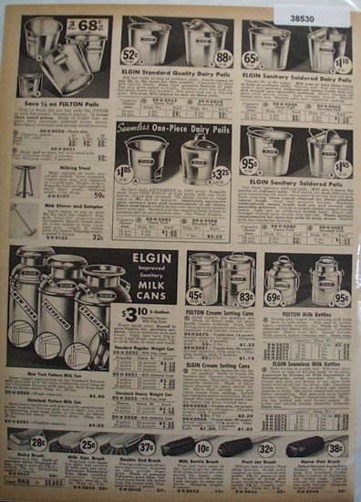 Sears Milk Cans and Pails 1938 Ad