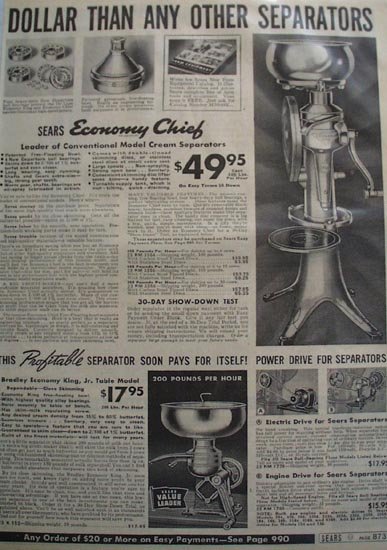 Sears Cream Separators 1938 Ad