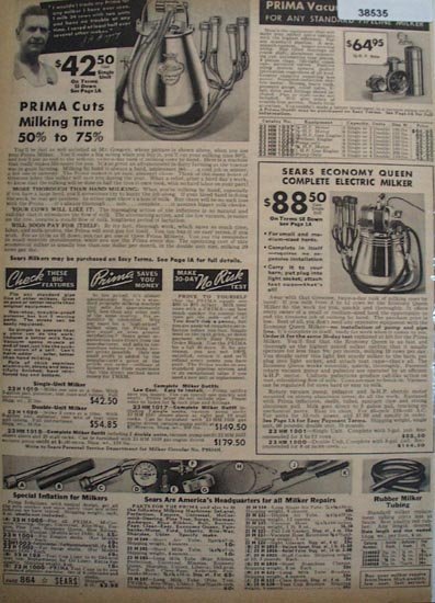 Sears Prima Milking Machine 1938 Ad