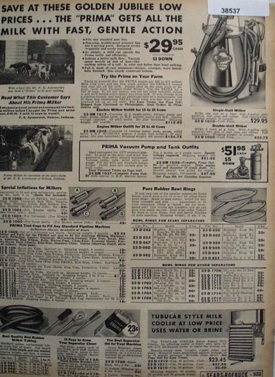 Sears Milking Machine and Supplies 1936 Ad