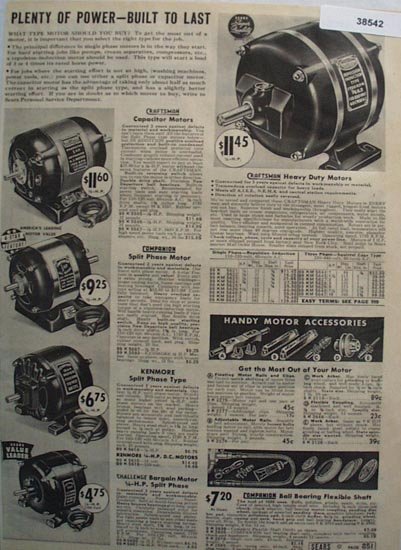 Sears Electric Motors and Accessories 1938 Ad